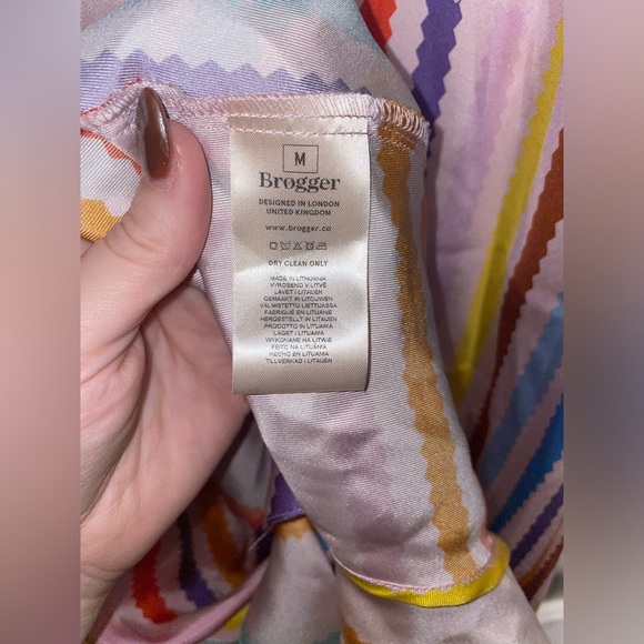 New! Brogger Edith Silk Rainbow Ruffle Slip Dress 🌈 Medium NWT! - Picture 15 of 16